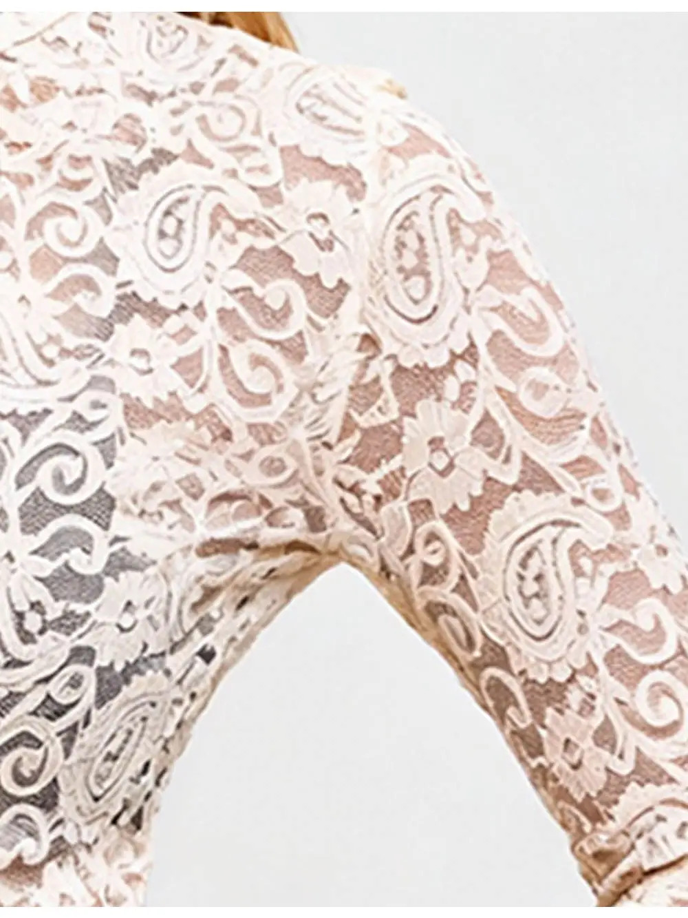 X22 Elegant Lace Layering Top | Mock Neck | Bell Sleeve | Size S-XXL - Picture 2 of 3